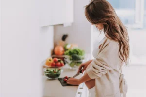 mum chopping vegetbles