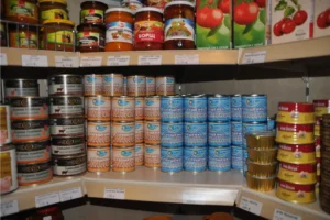a view of a pantry full with canned foods